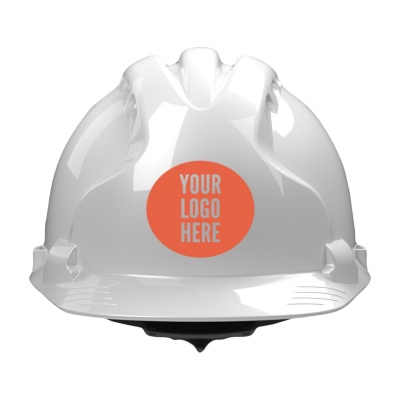 White hard hat with logo