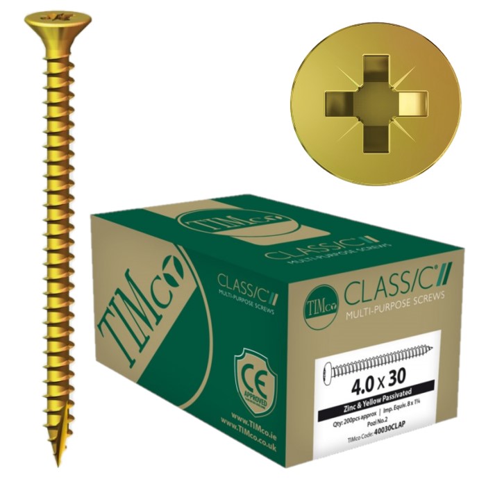 Yellow plated wood screw
