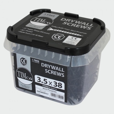 Tub of Black Phosphate Drywall Screw Coarse Thread