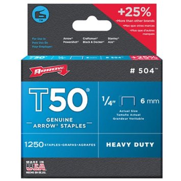 Arrow T50 1/4″Staples (1250) #504