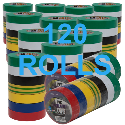 120 Rolls of insulating tape mixture of colours