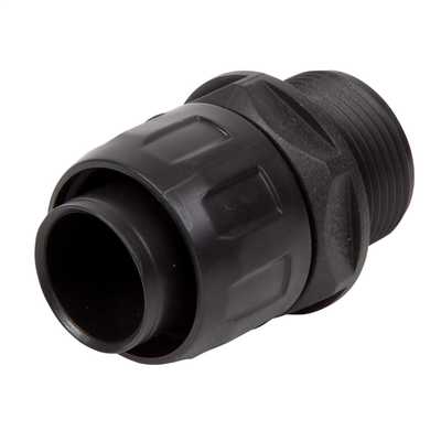 Black PVC Gland c/w lock nut for  Flex Conduit